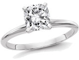 1.00 Carat (1.10 Ct. Look) Cushion Cut Synthetic Moissanite Solitaire Engagement Ring in 14K White Gold  